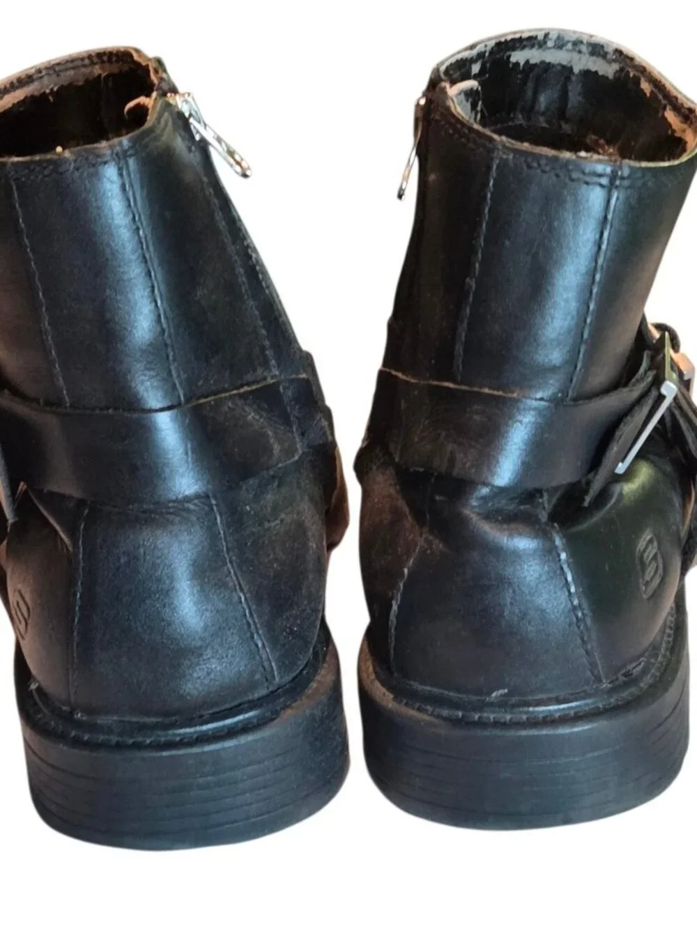 Skechers Boots Mens 9 Cinder Twist Harness Vintage Black Leather Motorcycle Y2K